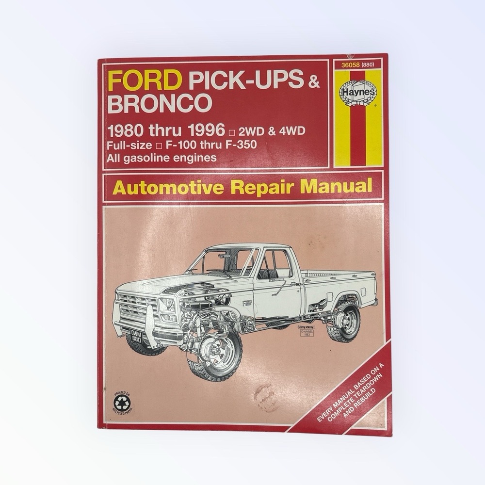 Auto Haynes Ford PickUPS & Bronco Manual 1980 thru 1996 AUTOMOTIVE REPAIR MANUAL